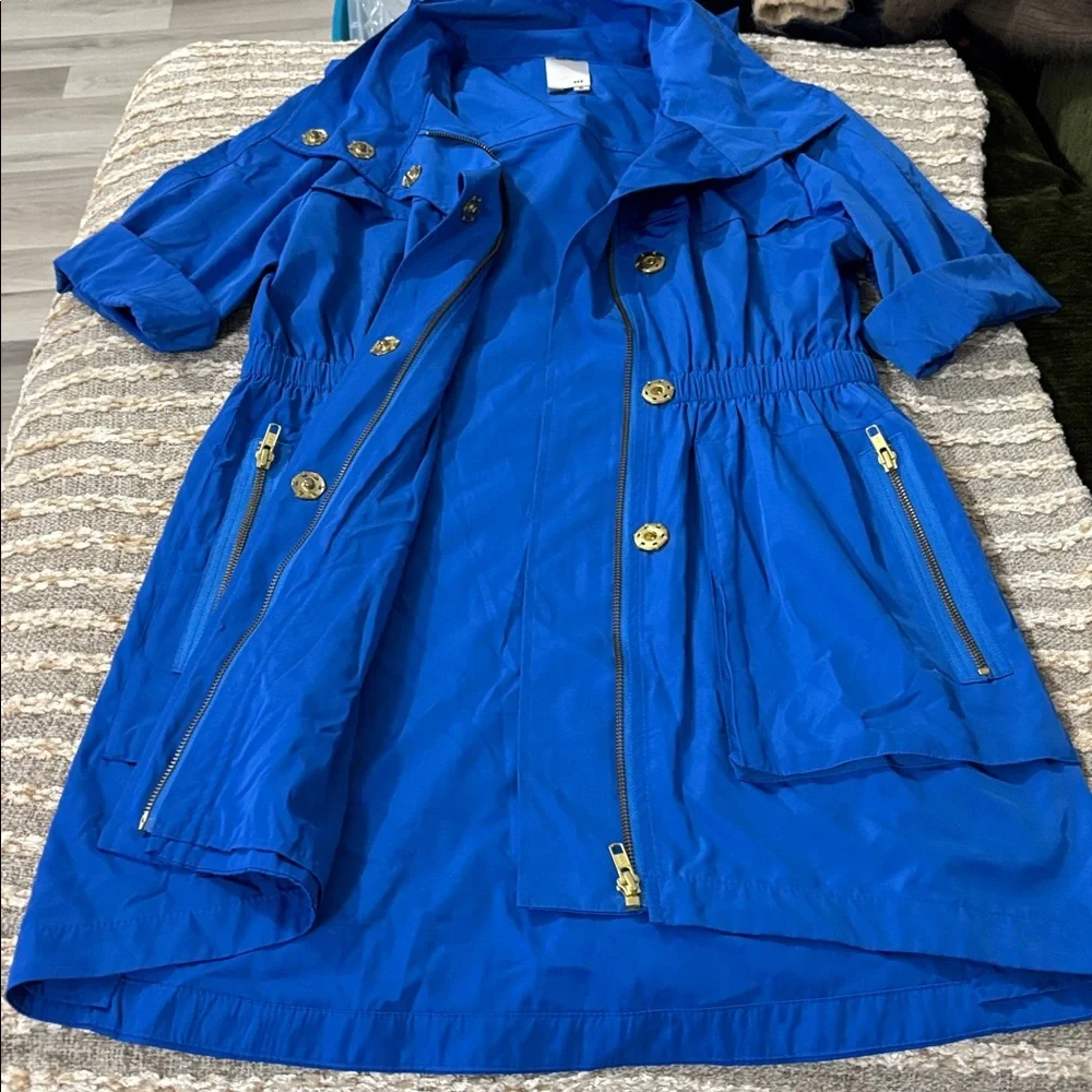 Ali Ro Jacket Blue Anorack Short Sleeve zip Lightweight‎ Hooded Jacket  Size 2